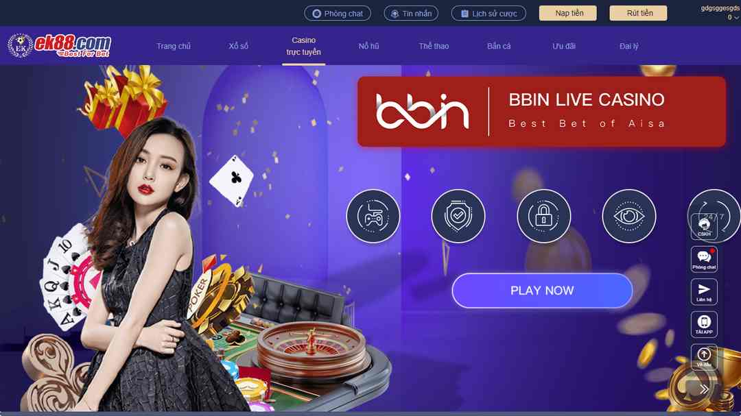 Đánh giá sảnh chơi Casino trực tuyến tại EK88